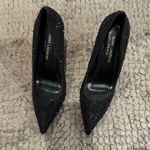 Saint Laurent Black Glitter Heels